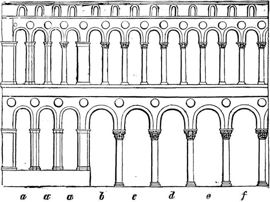 Byzantine arches sketch by Ruskin